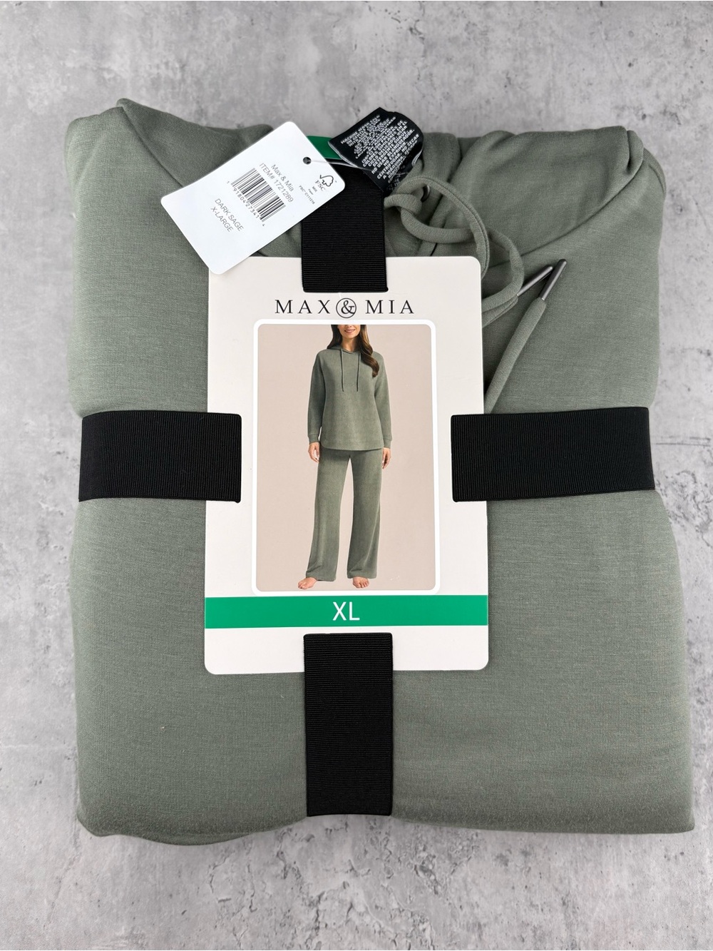 Max and Mia Ladies' Hoodie Lounge Set of 2 Top & Bottom Sage Color XL New